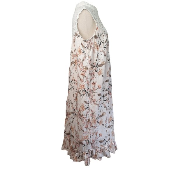 Piper | Size 12 | Boho Sleeveless Crochet Top Floral Midi Flowy Turtleneck Dress - Picture 6 of 11